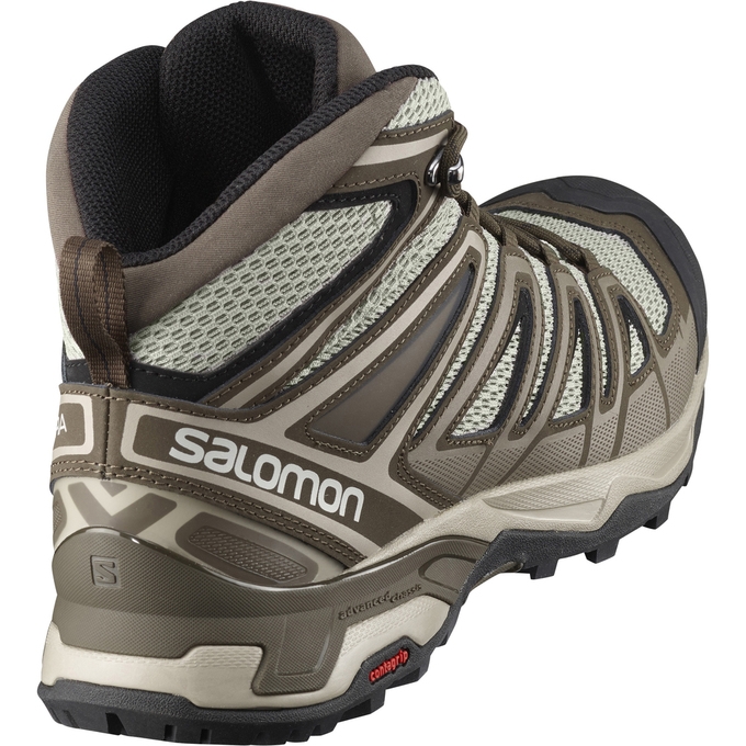 Tenis Senderismo Salomon X ULTRA MID 3 AERO Hombre Verde Oliva Negros | MX-329NZMQ