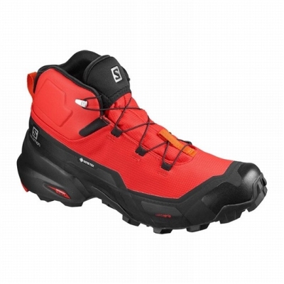 Botas Montaña Salomon CROSS HIKE MID GORE-TEX Hombre Negros Rojos Naranjas | MX-412DHIZ