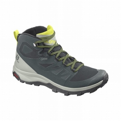 Botas Montaña Salomon OUTLINE MID GORE-TEX Hombre Verdes Grises | MX-421JRXN