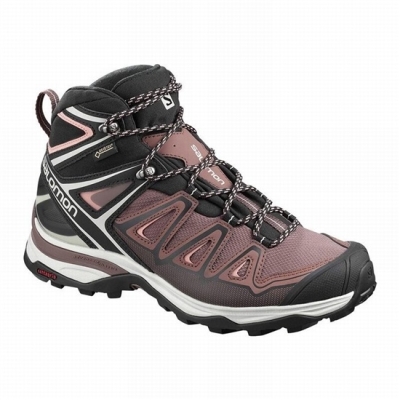 Botas Montaña Salomon X ULTRA 3 MID GORE-TEX Mujer Negros Coral | MX-420WBKY