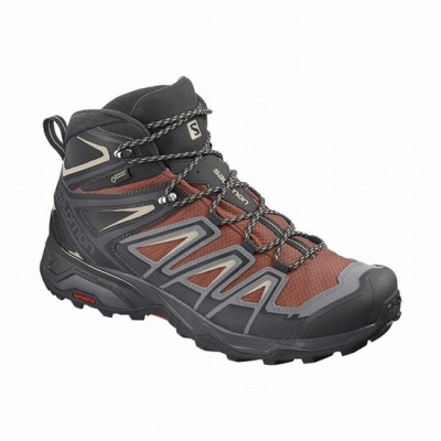 Botas Montaña Salomon X ULTRA 3 MID GORE-TEX Hombre Rojos Oscuro Negros | MX-846MUEL