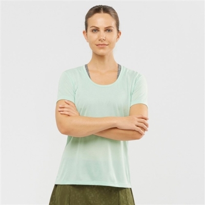 Camiseta Salomon AGILE Carretera Correr Corta Sleeve Mujer Azules Claro | MX-504WNVB