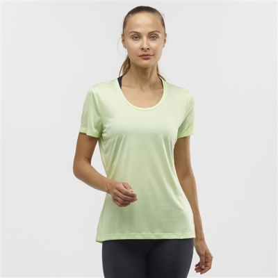 Camiseta Salomon AGILE Carretera Correr Corta Sleeve Mujer Verdes | MX-675IYZM