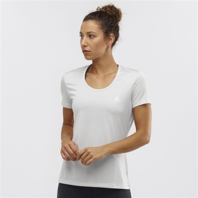 Camiseta Salomon AGILE Carretera Correr Corta Sleeve Mujer Grises Claro | MX-935ZOYC