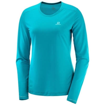 Camiseta Salomon AGILE LS W Long Sleeve Mujer Azules | MX-614ZBYK