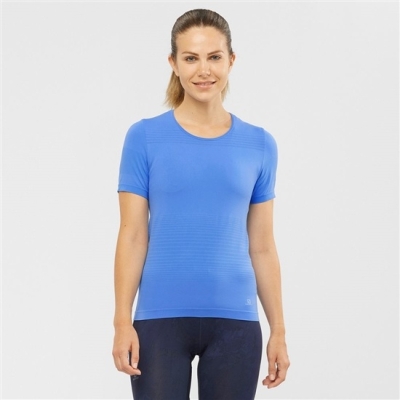 Camiseta Salomon ESSENTIAL MOVE ON SEAMLESS Mujer Azules | MX-804GBZI