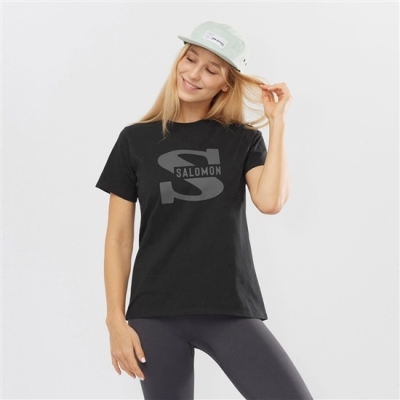 Camiseta Salomon OUTLIFE BIG LOGO Corta Sleeve Mujer Negros | MX-035JYVL