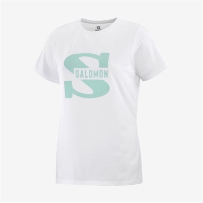 Camiseta Salomon OUTLIFE BIG LOGO Corta Sleeve Mujer Blancos | MX-297OIZA