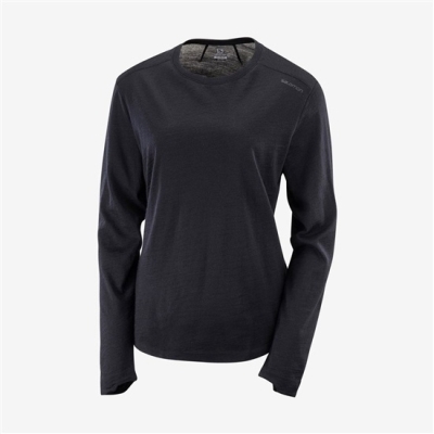 Camiseta Salomon OUTLIFE MERINO LS W Long Sleeve Mujer Negros | MX-369YLHV