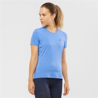 Camiseta Salomon XA W Corta Sleeve Mujer Marina | MX-405EXTB