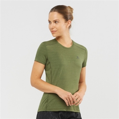 Camiseta Salomon XA W Corta Sleeve Mujer Verde Oliva | MX-862HKUS