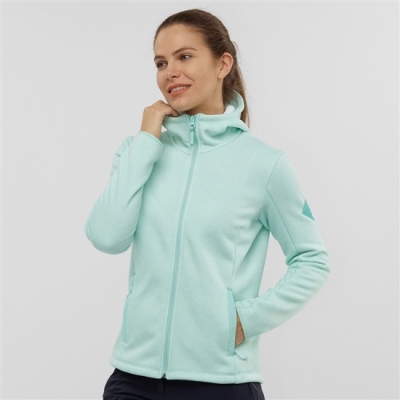 Capas Intermedias Salomon SNOWSHELTER FLEECE W Jacket Hoodie Mujer Verde Menta | MX-942GBXL