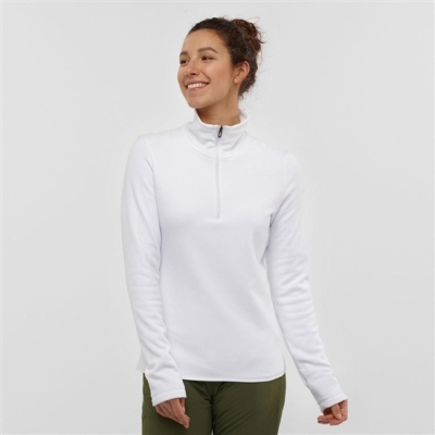 Capas Intermedias Salomon WARM AMBITION HALF ZIP W Half Zip Jacket Mujer Blancos | MX-915DKRS