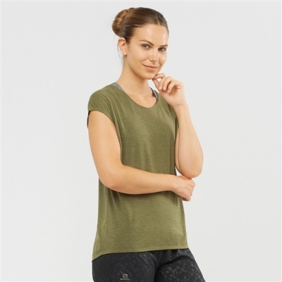 Tank Top Salomon COMET SHAPED W Mujer Verde Oliva Verdes | MX-029KRZB