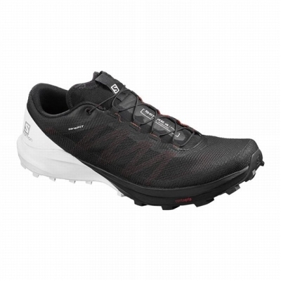 Tenis Para Trail Running Salomon SENSE PRO 4 Hombre Negros Blancos | MX-839XDTS