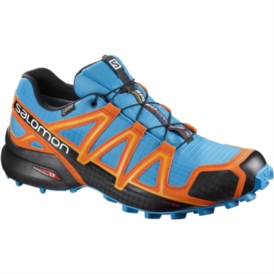 Tenis Para Trail Running Salomon SPEEDCROSS 4 GTX Hombre Azules Naranjas Negros | MX-740HRNL