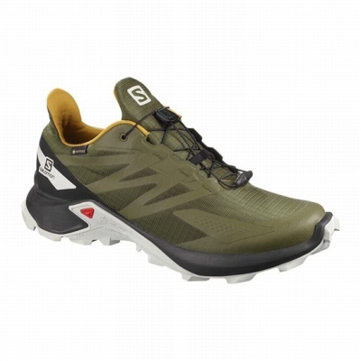 Tenis Para Trail Running Salomon SUPERCROSS BLAST GTX Hombre Verde Oliva Negros | MX-932SZIE