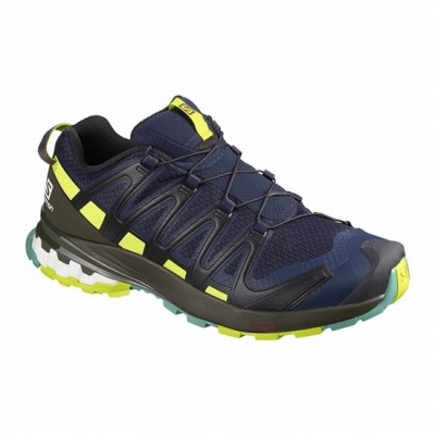 Tenis Para Trail Running Salomon XA PRO 3D V8 Hombre Azul Marino Verdes Claro | MX-186FHTX