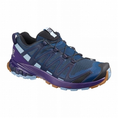 Tenis Para Trail Running Salomon XA PRO 3D V8 Mujer Azul Marino Morados Azules | MX-318BWXI