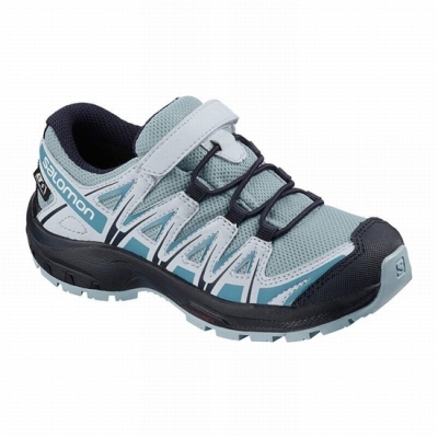 Tenis Para Trail Running Salomon XA PRO 3D CSWP K Niños Grises Azules | MX-546VRML