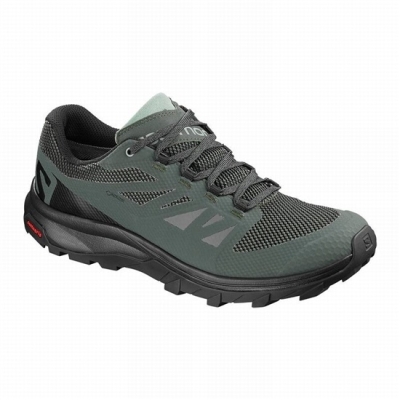 Tenis Senderismo Salomon OUTLINE GORE-TEX Hombre Negros Verdes | MX-214IGUJ