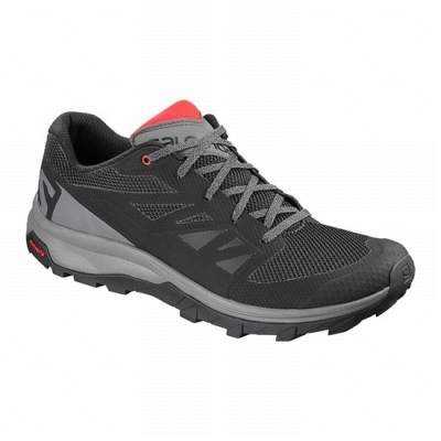 Tenis Senderismo Salomon OUTLINE Hombre Negros Rojos | MX-173XIGR