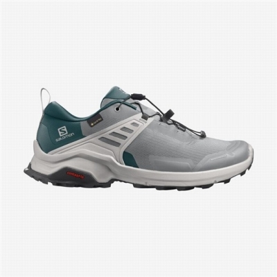 Tenis Senderismo Salomon X RAISE GORE-TEX Hombre Grises Oscuro Turquesa | MX-723JHCF