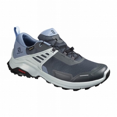 Tenis Senderismo Salomon X RAISE GORE-TEX Hombre Grises Azules | MX-724NBUD