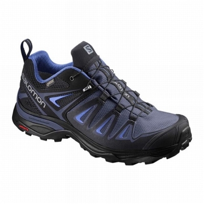 Tenis Senderismo Salomon X ULTRA 3 GORE-TEX Mujer Azules Negros | MX-935BMHG