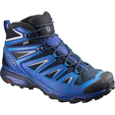 Tenis Senderismo Salomon X ULTRA 3 MID GTX Hombre Azules Negros | MX-972CVML