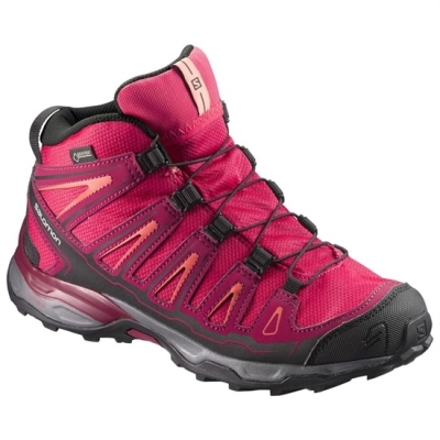 Tenis Senderismo Salomon X-ULTRA MID GTX J Niños Rosas Negros | MX-485PCRW